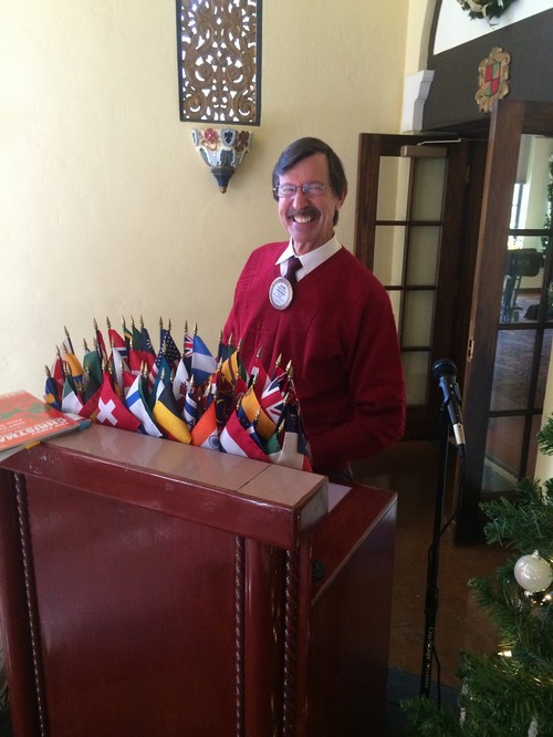 President Clyde has the holiday spirit! Clyde received an special banner from District Governor Pam Gray for his leadership on the Club's Rotary Foundation efforts in November.