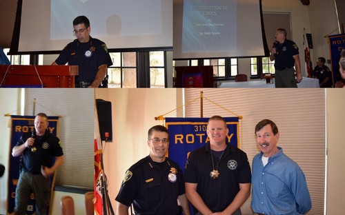 GANG PROGRAM - Woodland Police Sergeant Heath Parsons, assigned to the Yolo County Gang Task Force, was our guest speaker at today's meeting giving us a program on the history and characteristics of gang activity nationally and locally. Heath was introduced by Chief Dan Bellini.