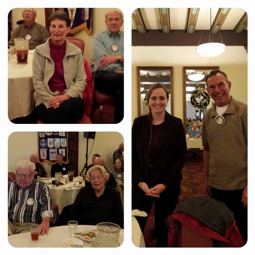 GUESTS - Today's guests included (clockwise from top left) Judy Kohlmeier (Roger), Erika Verdi, representative with Principal Financial Group (Gary Wegener), and Ruth Moeller (Bob).